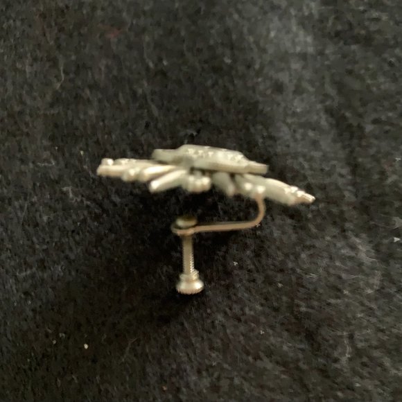 Vintage Silver-Tone Screw Back ‘Atomic Burst’ Earrings 1 3/4" Diameter - Picture 4 of 6